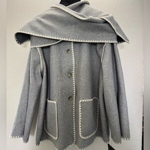 Marc New York Light Gray Women's Cape with Cream Trim